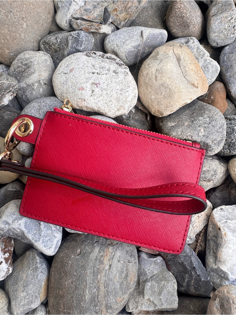 Michael Kors Red Wristlet Card Holder with Gold Hardware